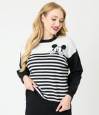 Disney Mickey & Friends Collection by Unique Vintage Black & White Stripe Mickey Sweater - Unique Vintage - Womens, TOPS, SWEATERS