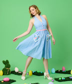 Disney Mickey & Friends Collection by Unique Vintage Blue Gingham Cotton Halter Swing Dress - Unique Vintage - Womens, DRESSES, SWING