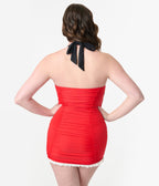 Disney Mickey & Friends Collection by Unique Vintage Mickey Black & Red Halter Swim Dress - Unique Vintage - Womens, SWIM