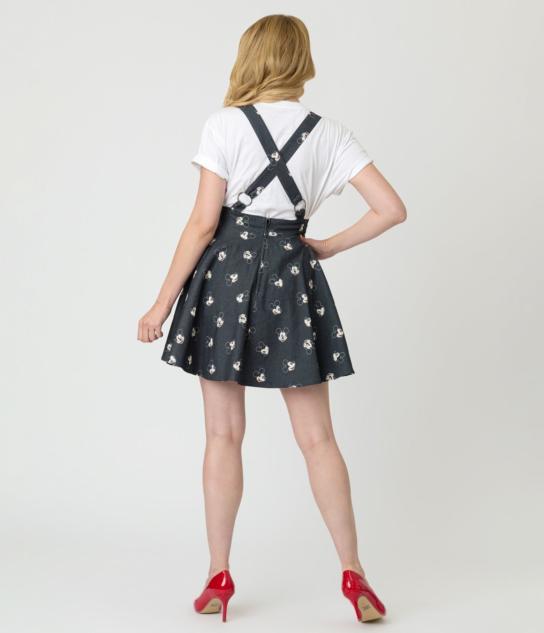 Disney Mickey & Friends Collection by Unique Vintage Mickey Face Pinafore Skirt - Unique Vintage - Womens, BOTTOMS, SKIRTS