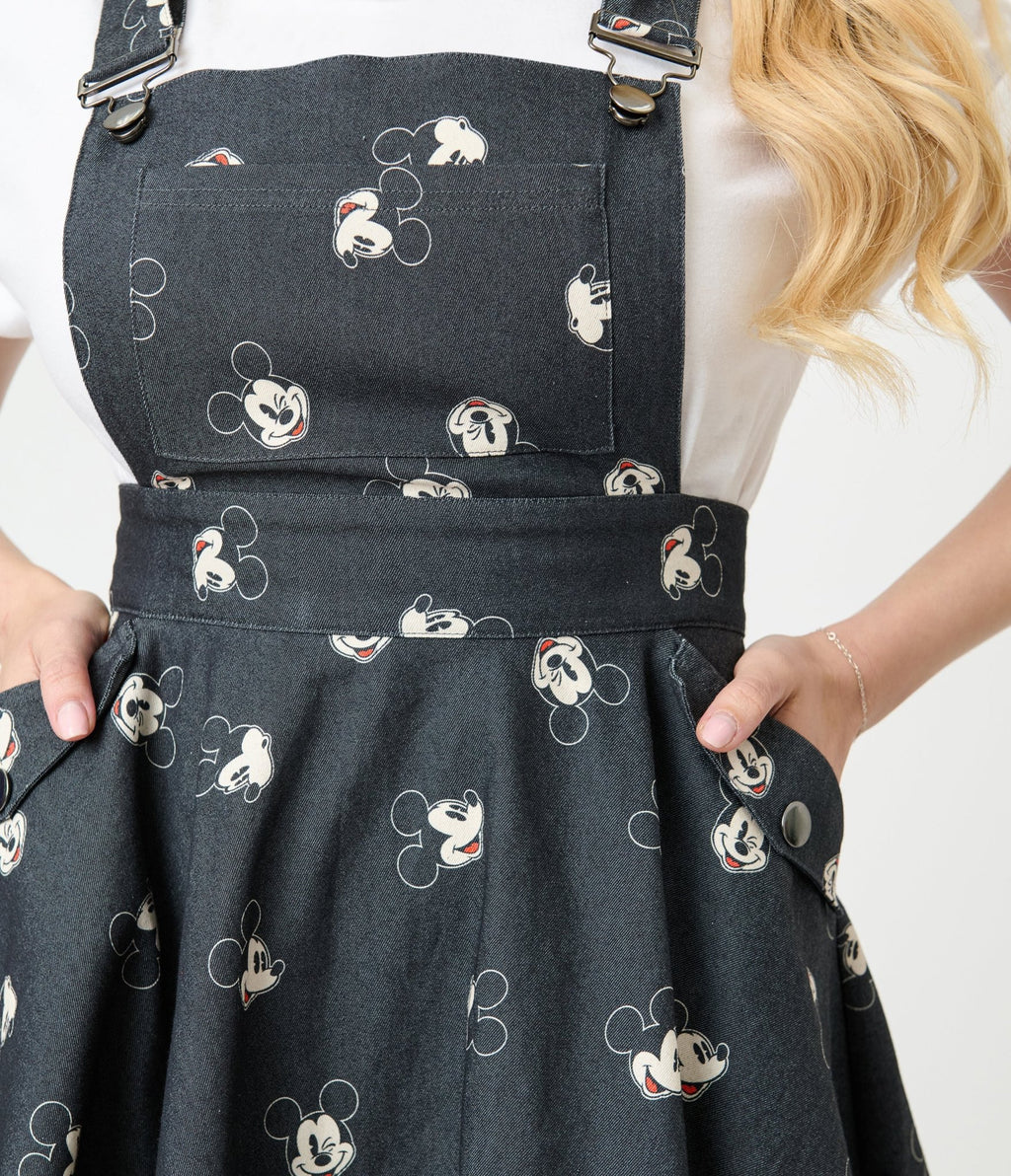 Disney Mickey & Friends Collection by Unique Vintage Mickey Face Pinafore Skirt - Unique Vintage - Womens, BOTTOMS, SKIRTS