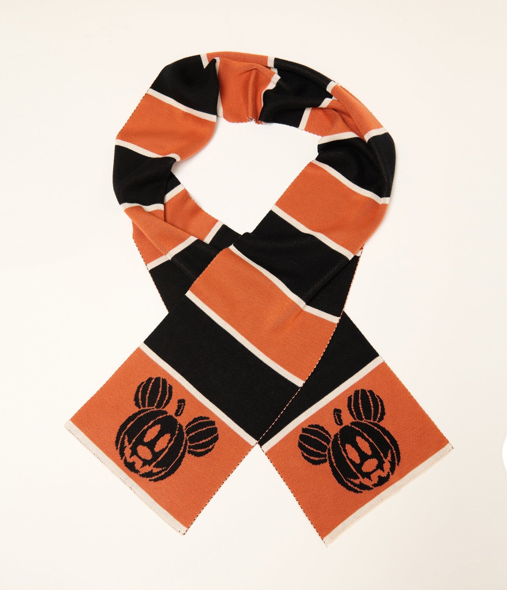Disney Mickey & Friends Collection by Unique Vintage Mickey Jack-O-Lantern Striped Knit Scarf - Unique Vintage, ACCESSORIES