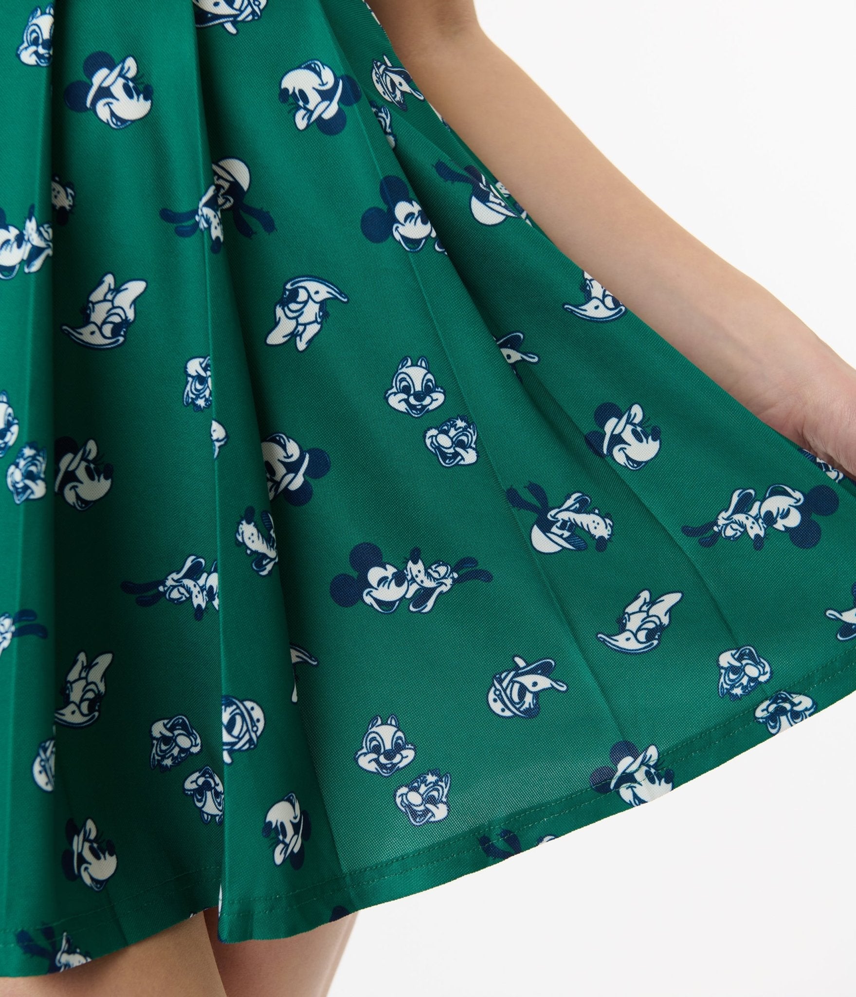 Disney Mickey & Friends Collection by Unique Vintage Navy & Green Mickey & Goofy Print Pleated Tennis Dress - Unique Vintage