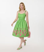 Disney Mickey & Friends Collection by Unique Vintage Neon Green & Neon Pink Mickey Cutout Swing Dress - Unique Vintage