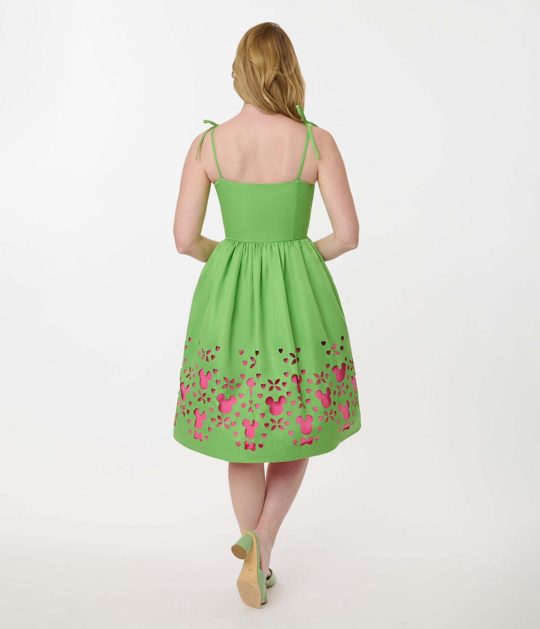 Disney Mickey & Friends Collection by Unique Vintage Neon Green & Neon Pink Mickey Cutout Swing Dress - Unique Vintage