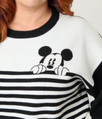 Disney Mickey & Friends Collection by Unique Vintage Plus Size Black & White Stripe Mickey Sweater - Unique Vintage - Womens, TOPS, SWEATERS