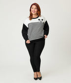 Disney Mickey & Friends Collection by Unique Vintage Plus Size Black & White Stripe Mickey Sweater - Unique Vintage - Womens, TOPS, SWEATERS