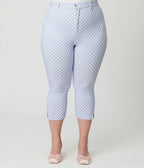Disney Mickey & Friends Collection by Unique Vintage Plus Size Blue Gingham Rachelle Capri Pants - Unique Vintage - Womens, BOTTOMS, CAPRI