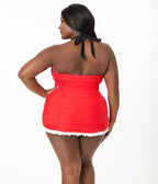 Disney Mickey & Friends Collection by Unique Vintage Plus Mickey Black & Red Halter Swim Dress - Unique Vintage - Women, SWIM