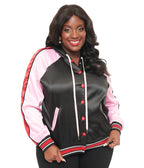 Disney Mickey & Friends Collection by Unique Vintage Plus Size Minnie Hooded Satin Bomber Jacket - Unique Vintage - OUTERWEAR