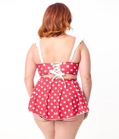Disney Mickey & Friends Collection by Unique Vintage Plus Minnie Red & White Dot Coronado Swim Skirt - Unique Vintage - Women