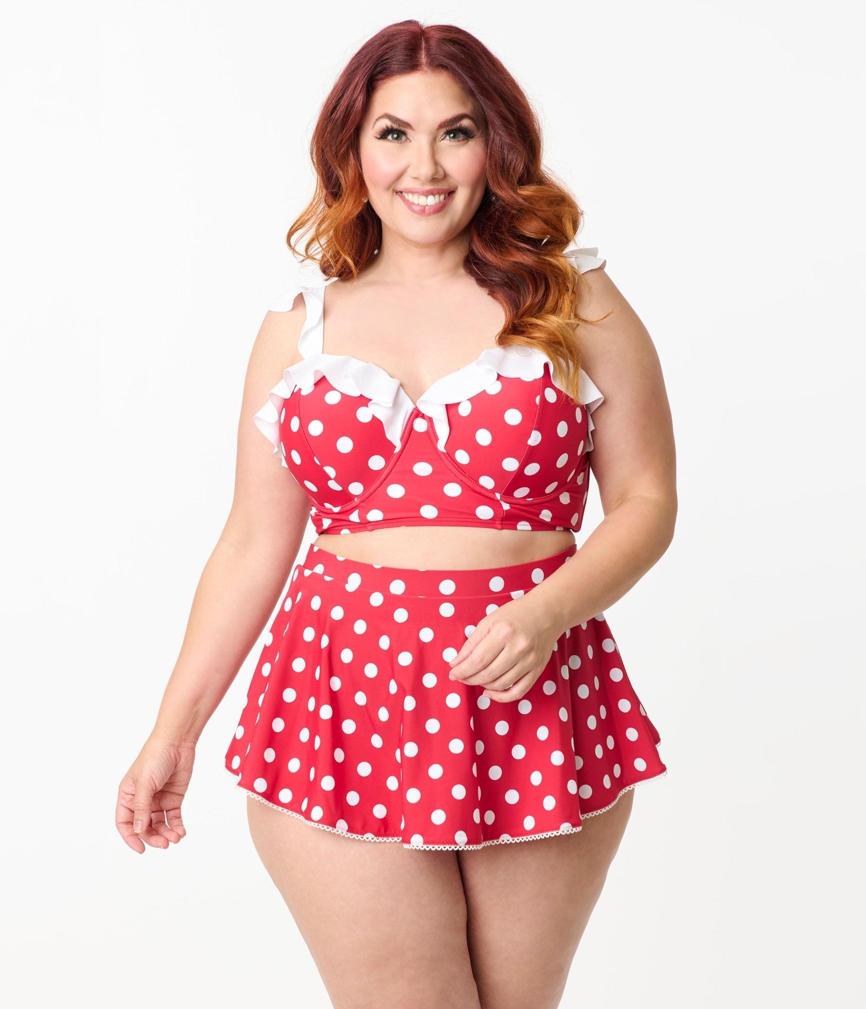 Disney Mickey & Friends Collection by Unique Vintage Plus Minnie Red & White Dot Coronado Swim Skirt - Unique Vintage - Women