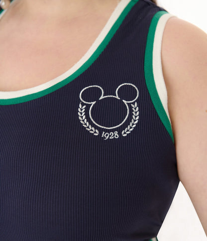 Disney Mickey & Friends Collection by Unique Vintage Plus Navy & Green Mickey & Goofy Pleated Tennis Dress - Unique Vintage