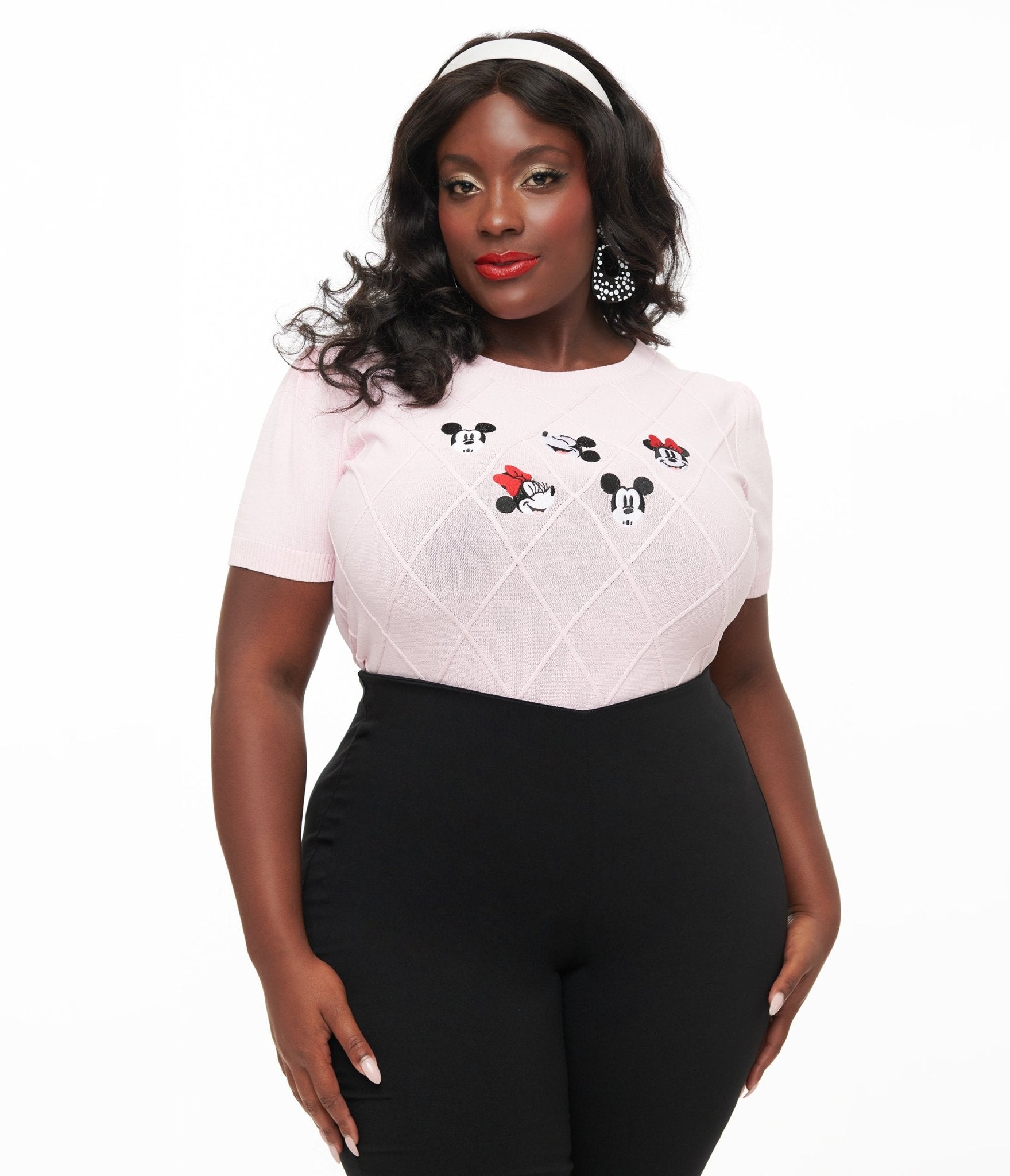 Disney Mickey & Friends Collection by Unique Vintage Plus Size Pink Sweater - Unique Vintage - Womens, TOPS, SWEATERS