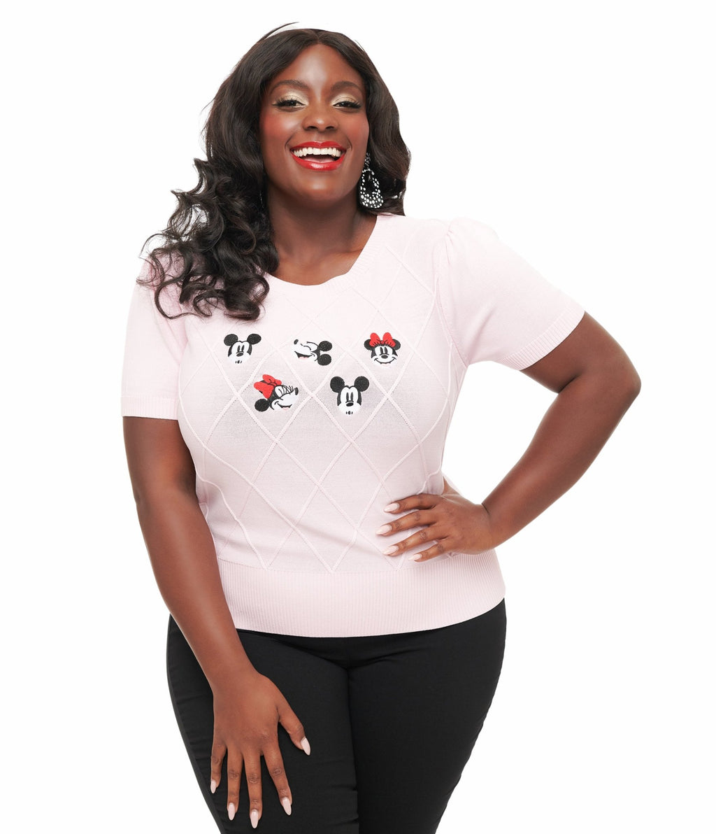 Disney Mickey & Friends Collection by Unique Vintage Plus Size Pink Sweater - Unique Vintage - Womens, TOPS, SWEATERS