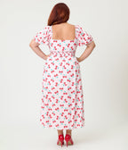 Disney Mickey & Friends Collection by Unique Vintage Plus Size Pink & Minnie Cherries Midi Dress - Unique Vintage - Womens, DRESSES, MIDI