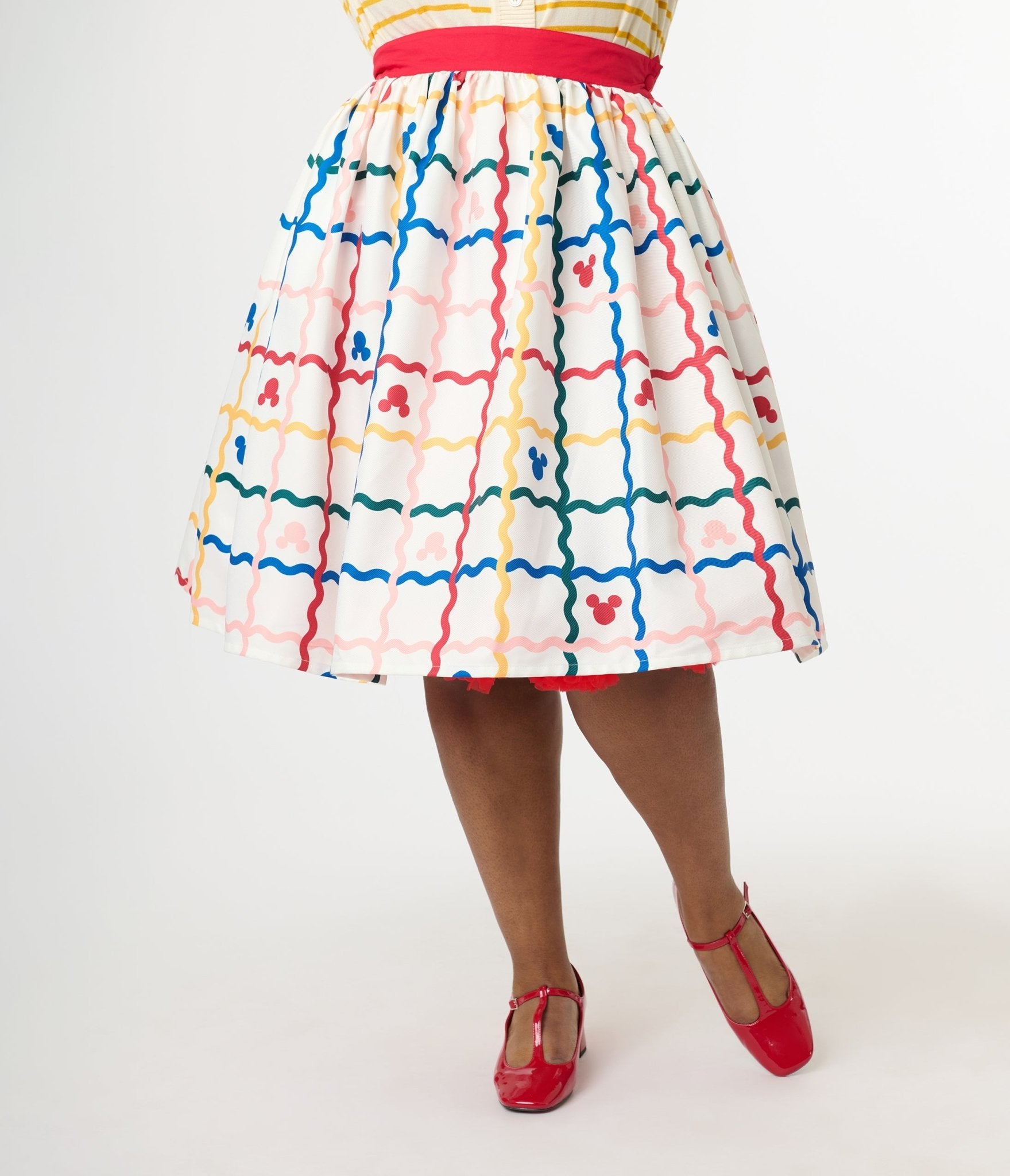 Disney Mickey & Friends Collection by Unique Vintage Plus Rainbow Mickey Plaid Swing Skirt - Unique Vintage - Womens, SKIRTS