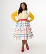 Disney Mickey & Friends Collection by Unique Vintage Plus Size Rainbow Mickey Plaid Swing Skirt
