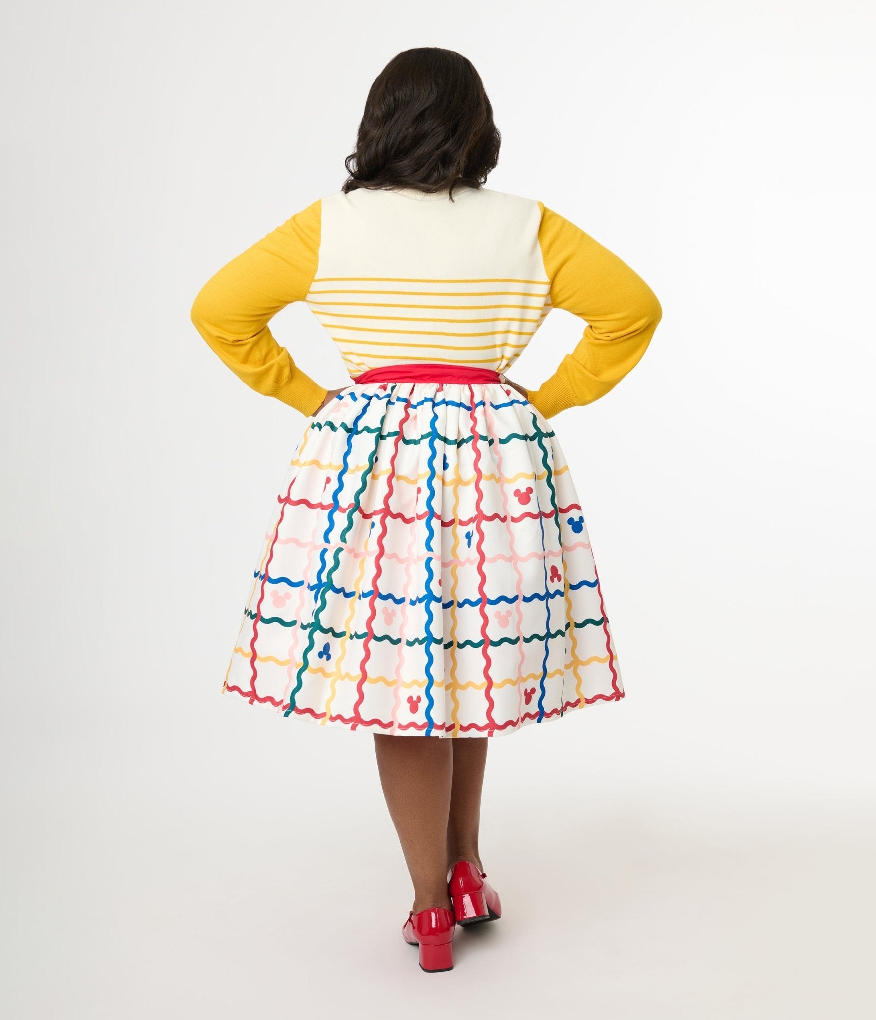 Disney Mickey & Friends Collection by Unique Vintage Plus Rainbow Mickey Plaid Swing Skirt - Unique Vintage - Womens, SKIRTS