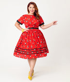 Disney Mickey & Friends Collection by Unique Vintage Plus Size Red Mickey Print Swing Dress - Unique Vintage - Womens, DRESSES, SWING