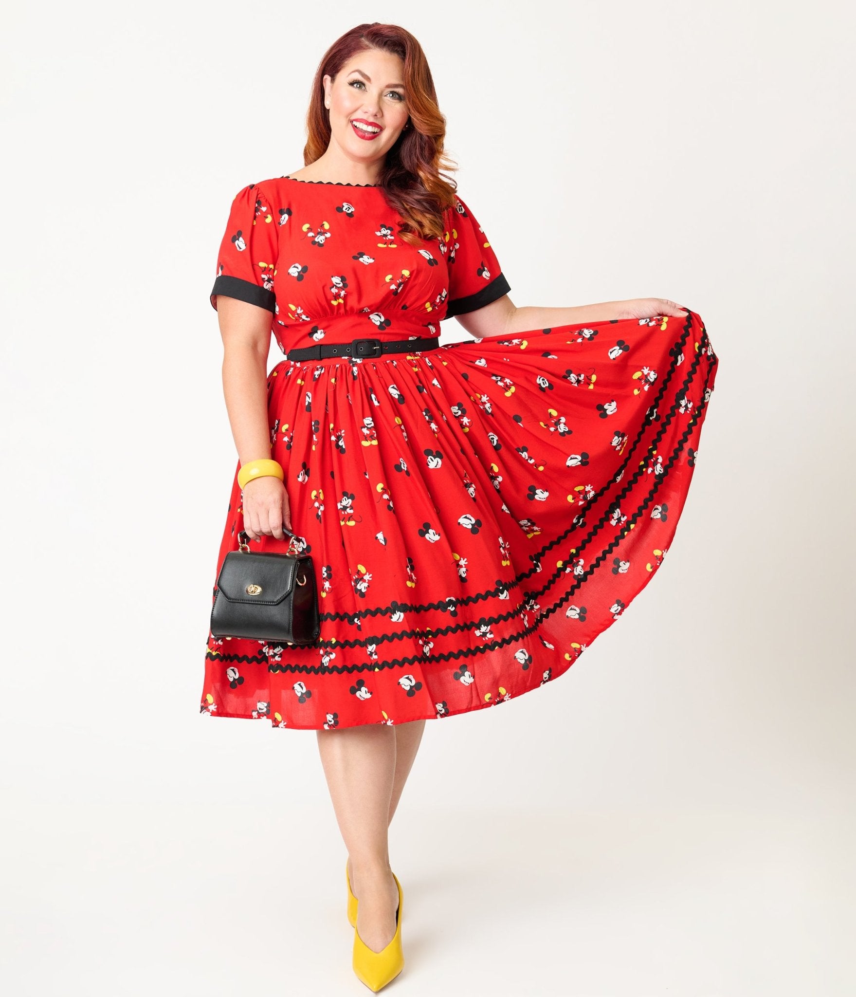 Disney Mickey & Friends Collection by Unique Vintage Plus Size Red Mickey Print Swing Dress - Unique Vintage - Womens, DRESSES, SWING