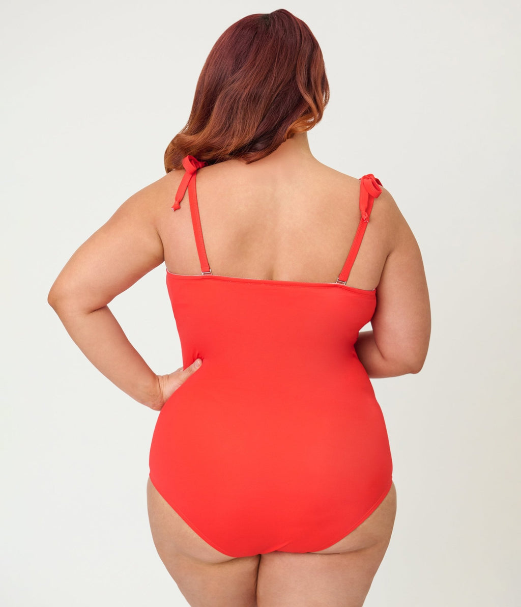 Disney Mickey & Friends Collection by Unique Vintage Plus Size Red Minnie One Piece Swimsuit - Unique Vintage - Womens, SWIM, 1 PC
