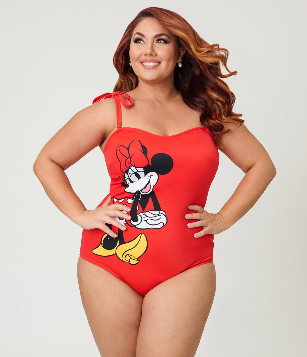 Disney Mickey & Friends Collection by Unique Vintage Plus Size Red Minnie One Piece Swimsuit - Unique Vintage - Womens, SWIM, 1 PC