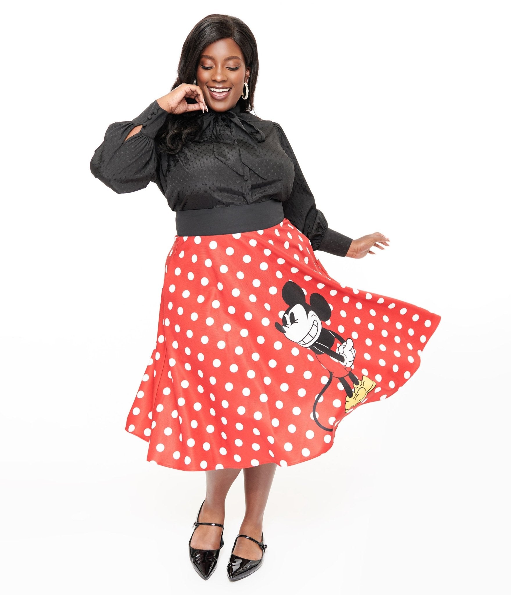 Disney Mickey & Friends Collection by Unique Vintage Plus Red Dot Mickey Mouse Swing Skirt - Unique Vintage - Womens, SKIRTS