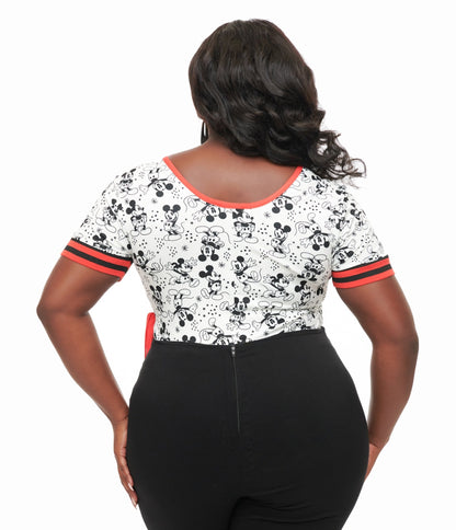 Disney Mickey & Friends Collection by Unique Vintage Plus Size Mickey Mouse Surplice Bodysuit - Unique Vintage - BODYSUITS