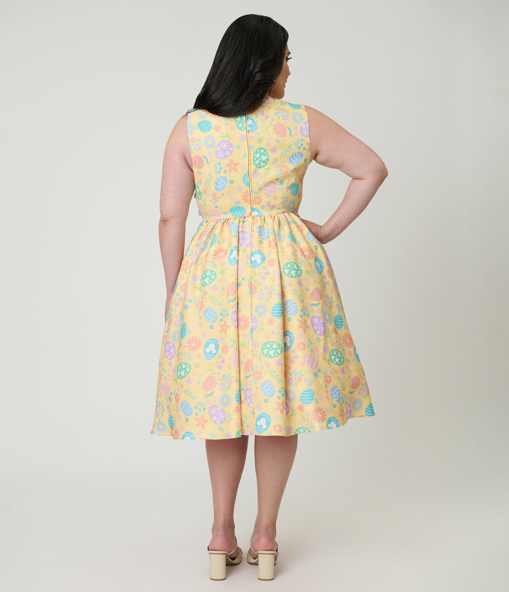 Disney Mickey & Friends Collection by Unique Vintage Plus Size Yellow & Easter Egg Livvie Swing Dress - Unique Vintage - Womens, DRESSES, SWING