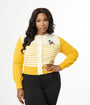 Disney Mickey & Friends Collection by Unique Vintage Plus Size Yellow Stripe Mickey Embroidery Cardigan