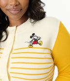 Disney Mickey & Friends Collection by Unique Vintage Plus Yellow Stripe Mickey Embroidery Cardigan - Unique Vintage - Womens