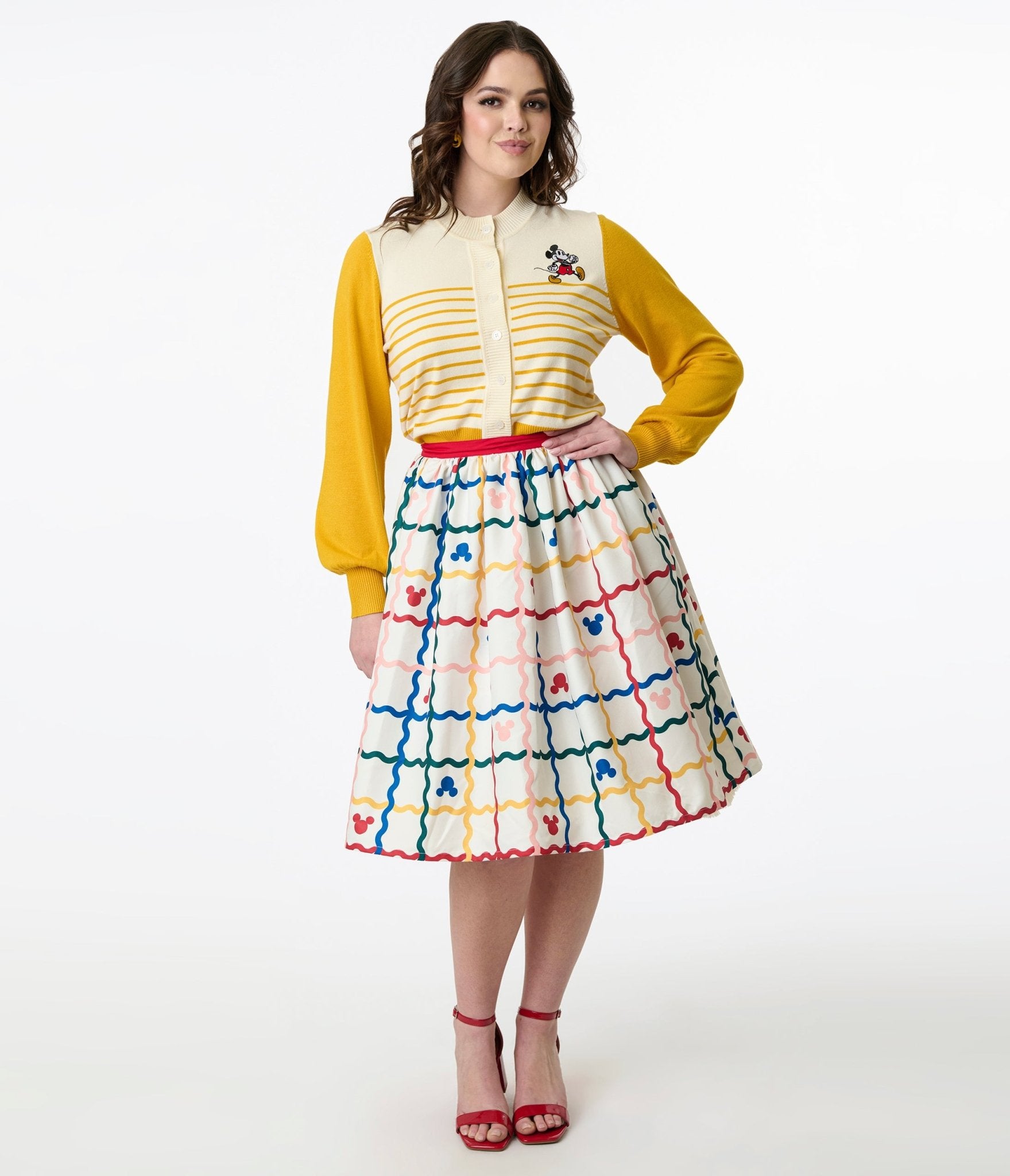 Disney Mickey & Friends Collection by Unique Vintage Rainbow Mickey Plaid Swing Skirt - Unique Vintage Womens, BOTTOMS, SKIRT