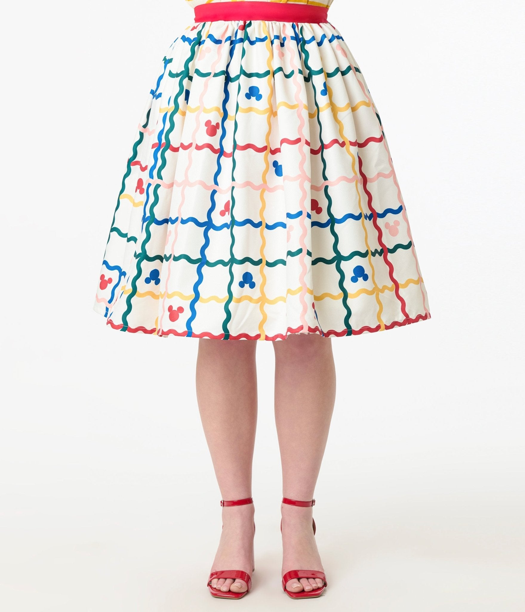 Disney Mickey & Friends Collection by Unique Vintage Rainbow Mickey Plaid Swing Skirt - Unique Vintage Womens, BOTTOMS, SKIRT