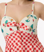 Disney Mickey & Friends Collection by Unique Vintage Red Gingham Mickey Farm Print Swing Dress - Unique Vintage Womens, SWING