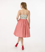 Disney Mickey & Friends Collection by Unique Vintage Red Gingham Mickey Farm Print Swing Dress - Unique Vintage Womens, SWING