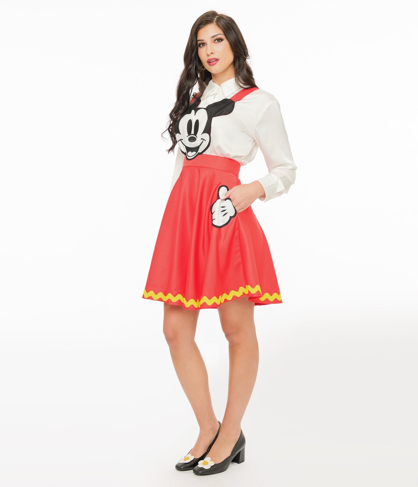 Disney Mickey & Friends Collection by Unique Vintage Red Mickey Face Pinafore - Unique Vintage - Womens, BOTTOMS, SKIRTS