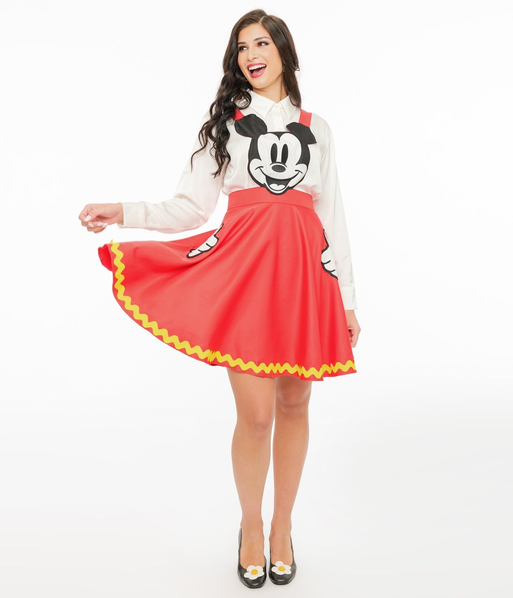 Disney Mickey & Friends Collection by Unique Vintage Red Mickey Face Pinafore - Unique Vintage - Womens, BOTTOMS, SKIRTS