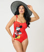 Disney Mickey & Friends Collection by Unique Vintage Red Minnie One Piece Swimsuit