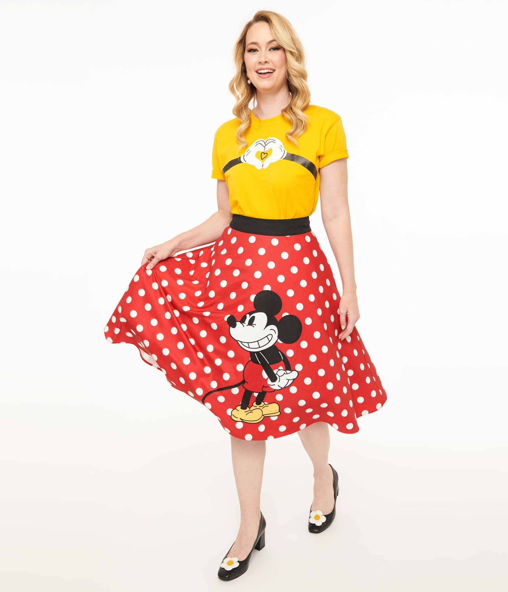 Disney Mickey & Friends Collection by Unique Vintage Red Dot Mickey Mouse Swing Skirt - Unique Vintage - Womens, SKIRTS
