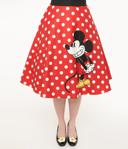 Disney Mickey & Friends Collection by Unique Vintage Red Dot Mickey Mouse Swing Skirt - Unique Vintage - Womens, SKIRTS