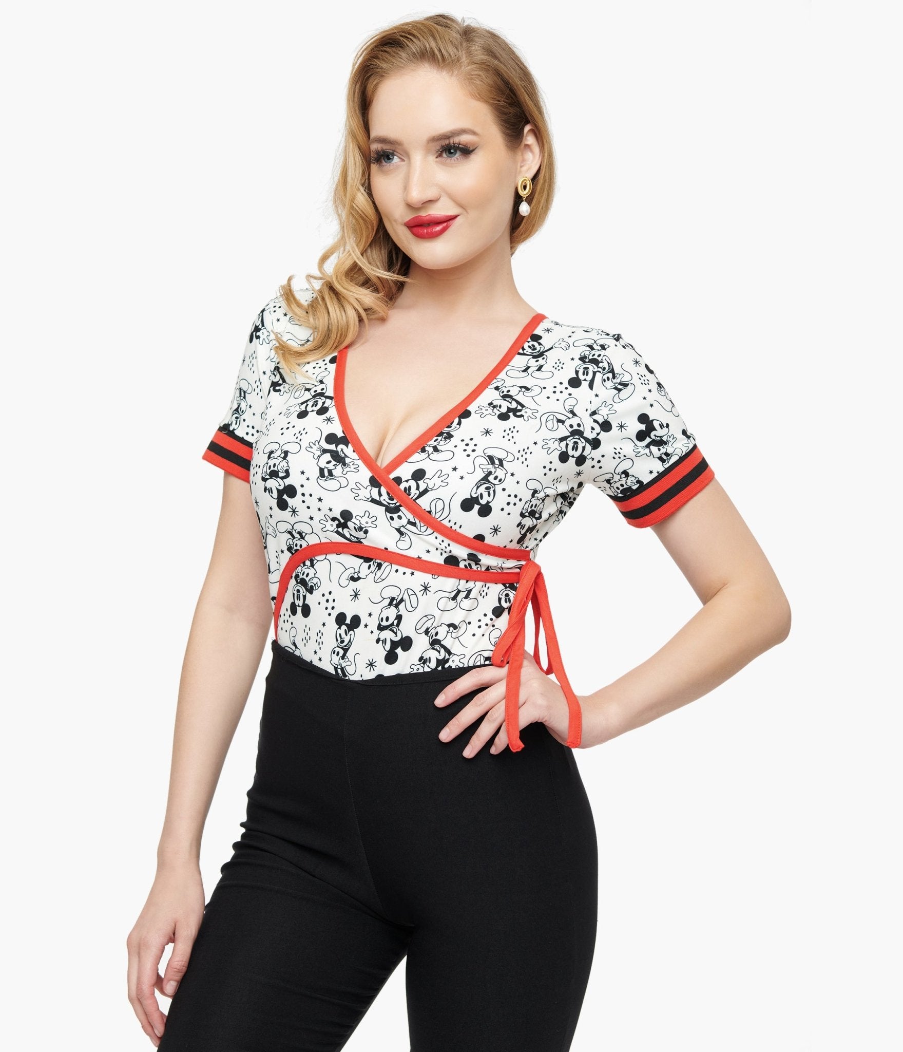Disney Mickey & Friends Collection by Unique Vintage Mickey Mouse Surplice Bodysuit - Unique Vintage  Womens, TOPS, BODYSUITS