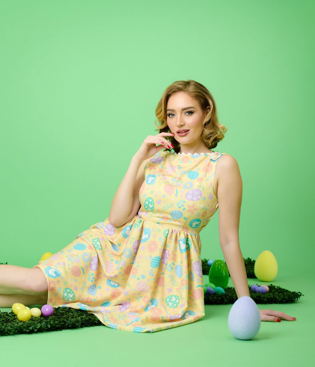 Disney Mickey & Friends Collection by Unique Vintage Yellow & Easter Egg Livvie Swing Dress - Unique Vintage - Womens, DRESSES, SWING