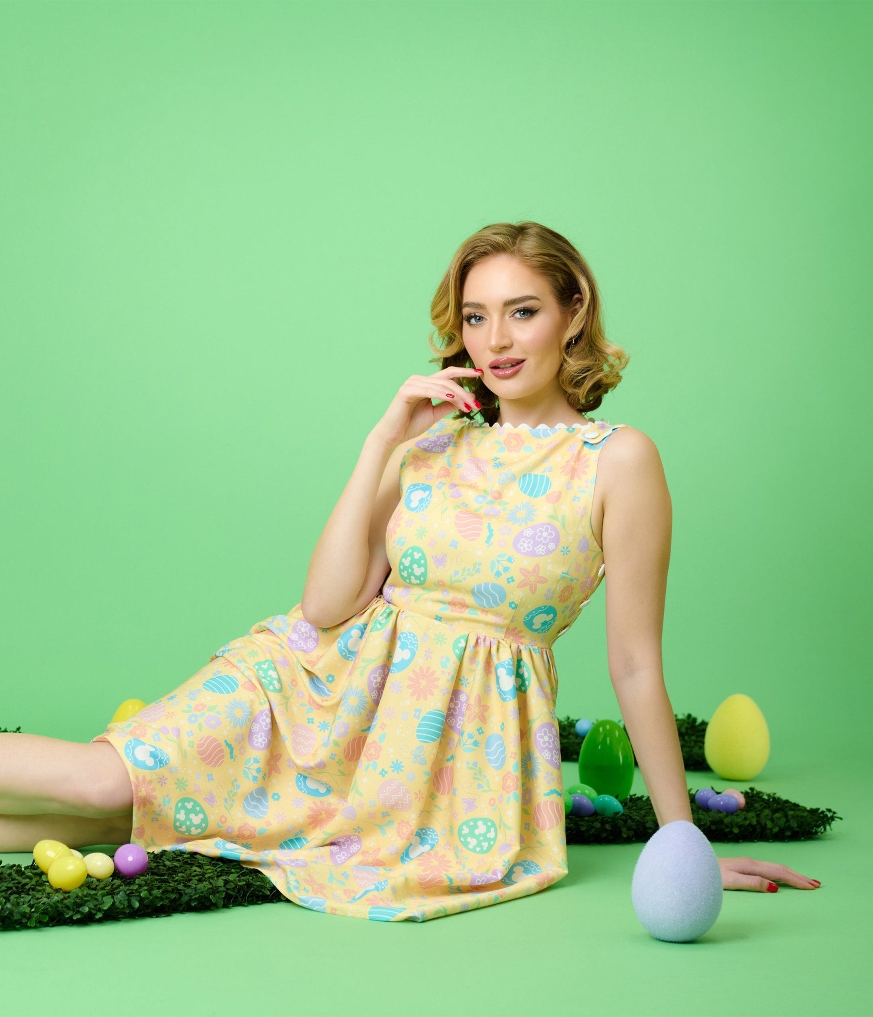 Disney Mickey & Friends Collection by Unique Vintage Yellow & Easter Egg Livvie Swing Dress - Unique Vintage - Womens, DRESSES, SWING