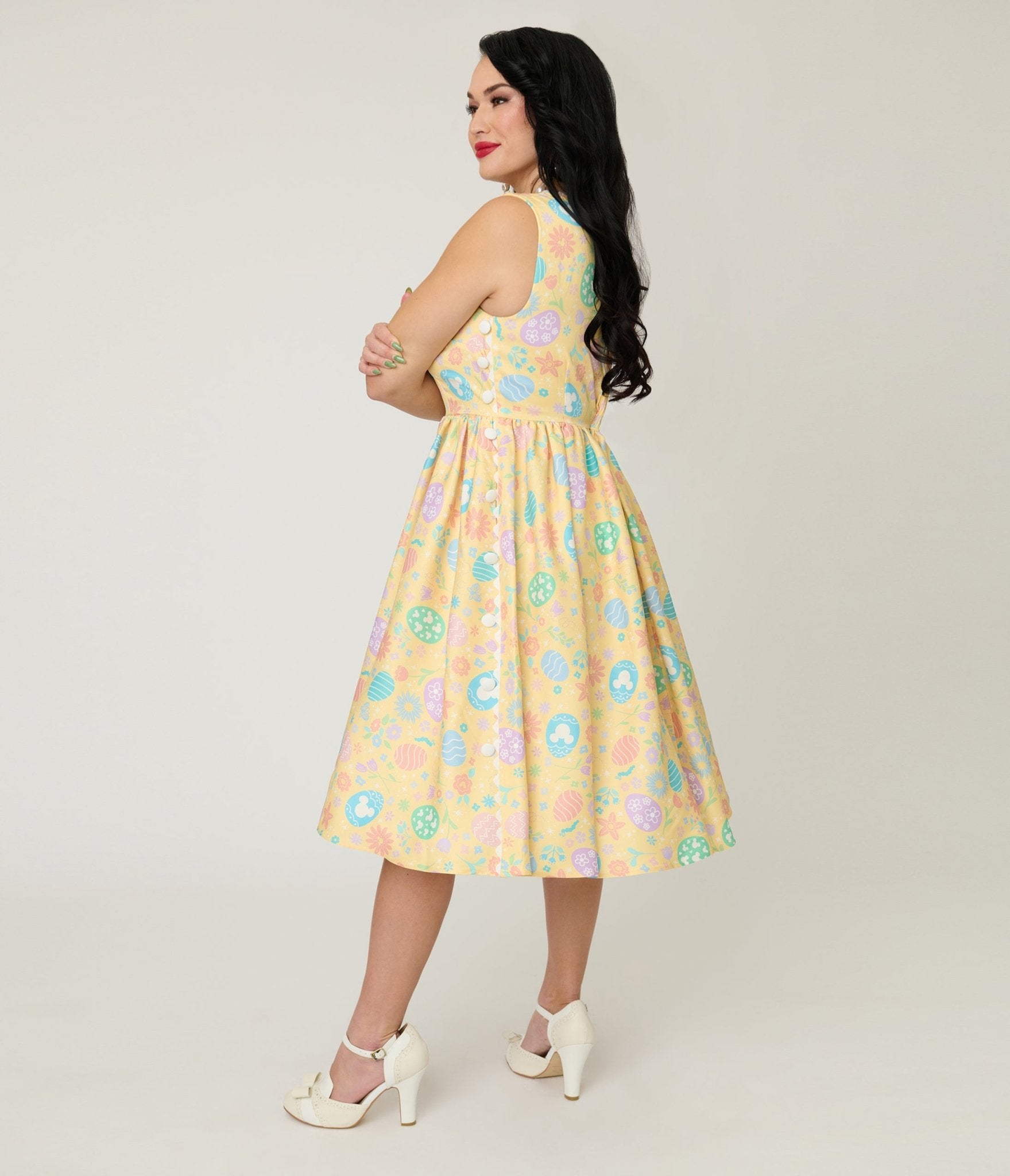 Disney Mickey & Friends Collection by Unique Vintage Yellow & Easter Egg Livvie Swing Dress - Unique Vintage - Womens, DRESSES, SWING