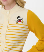 Disney Mickey & Friends Collection by Unique Vintage Yellow Stripe Mickey Embroidery Cardigan -Unique Vintage Womens, SWEATER