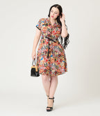 Disney Pixar Cars Collection by Smak Parlour Cars Patches Cotton Fit & Flare Dress - Unique Vintage - Womens, DRESSES, FIT AND FLARE