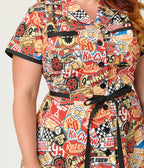 Disney Pixar Cars Collection by Smak Parlour Plus Size Cars Patches Cotton Fit & Flare Dress - Unique Vintage - Womens, DRESSES, FIT AND FLARE
