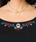 Disney Pixar Coco Collection by Unique Vintage Embroidered Hector Skull Sweater - Unique Vintage - Womens, TOPS, SWEATERS