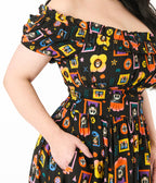 Disney Pixar Coco Collection by Unique Vintage Plus Black Day of the Dead Ruffle Swing Dress - Unique Vintage Womens, DRESSES